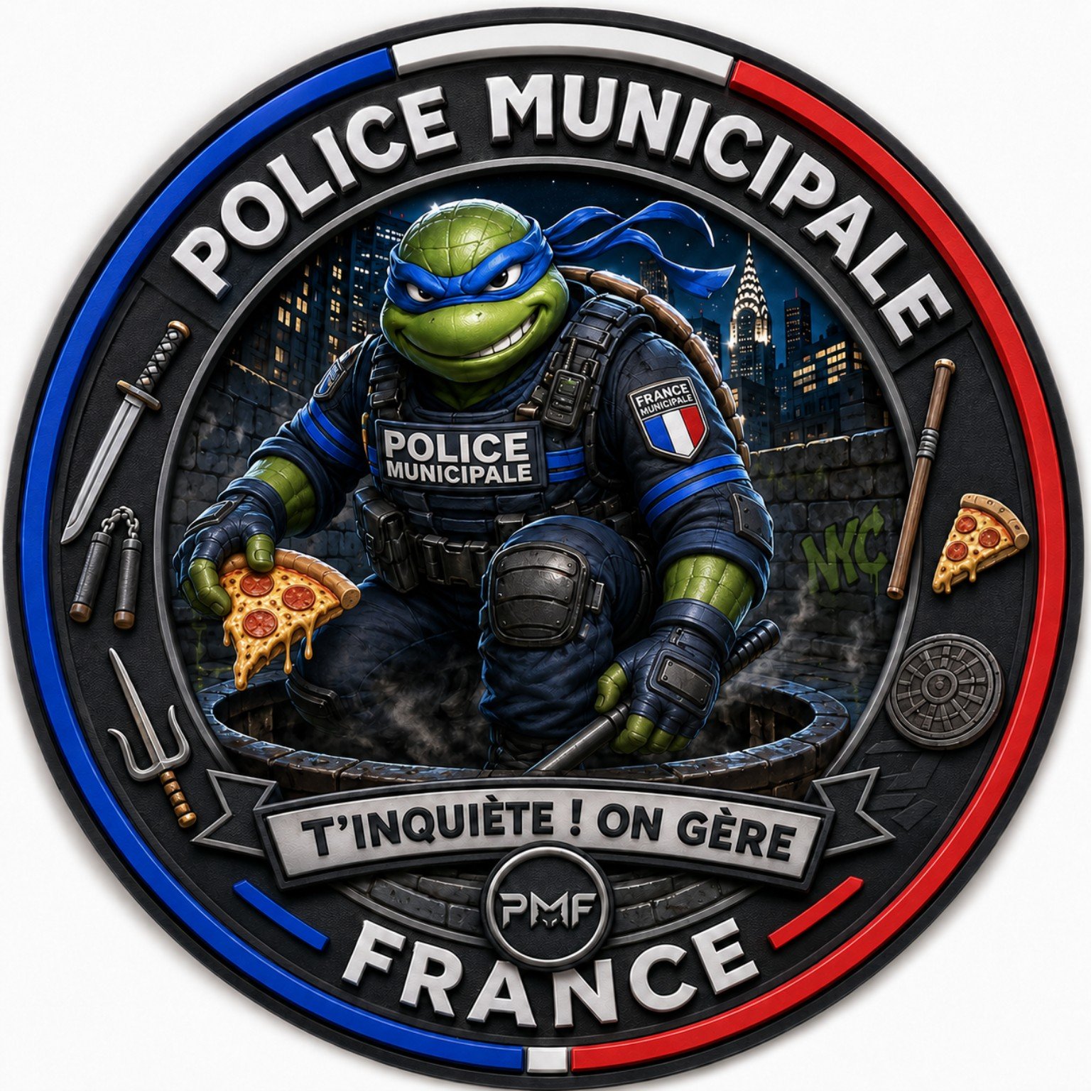 Écusson PVC 3D Police Municipale – Tortue urbaine