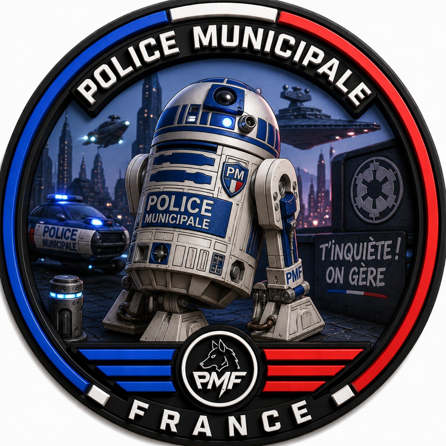 Écusson PVC 3D Police Municipale – Droïde futuriste