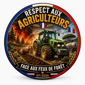 Écusson UV Hommage aux Agriculteurs – Face aux feux de forêt 07/2026