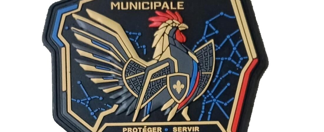 Écusson PMF — Coq mécanique — Protéger Servir