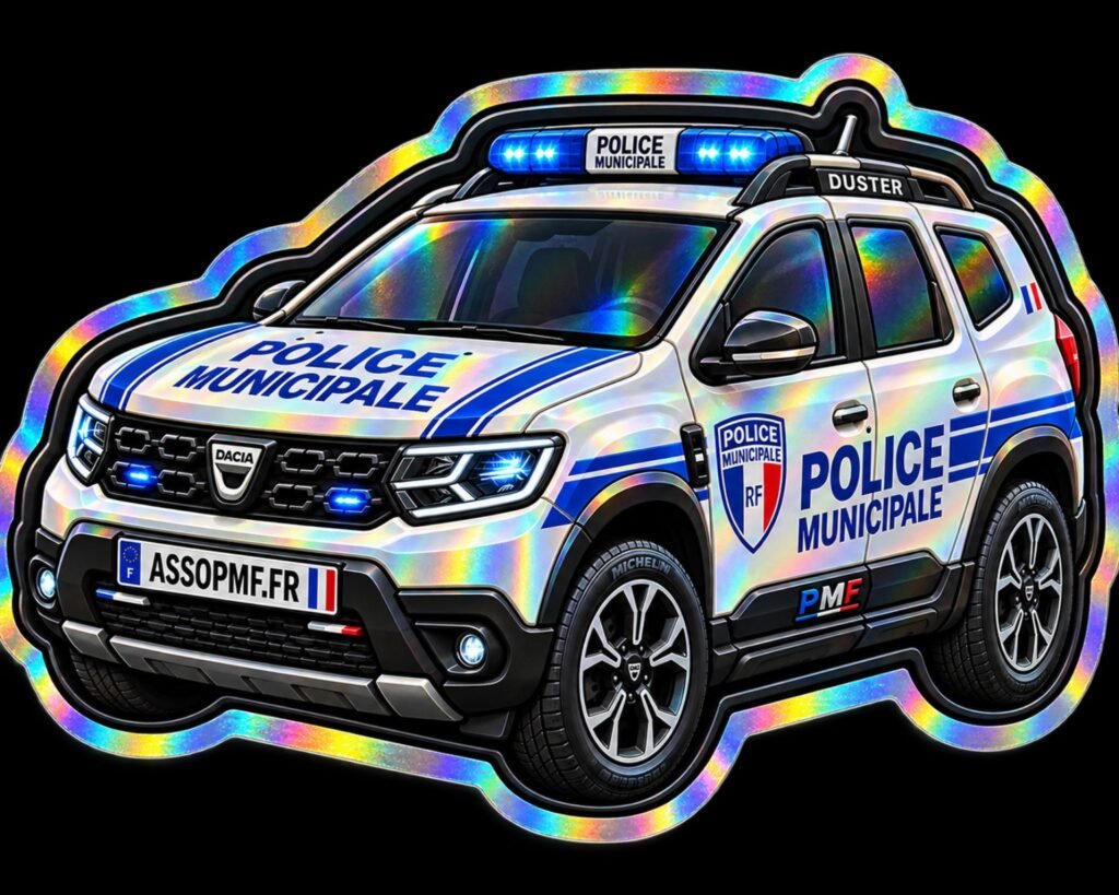 Sticker holographique PMF – Duster Police Municipale