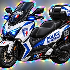 Sticker holographique PMF – Scooter Police Municipale