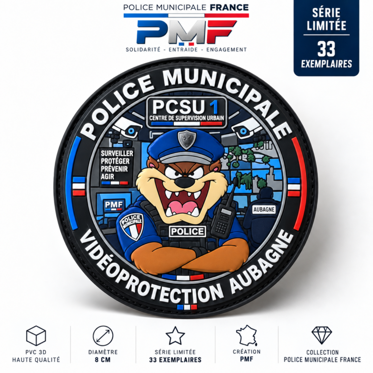 Écusson PVC 3D Police Municipale – Vidéoprotection CSU Aubagne – PMF