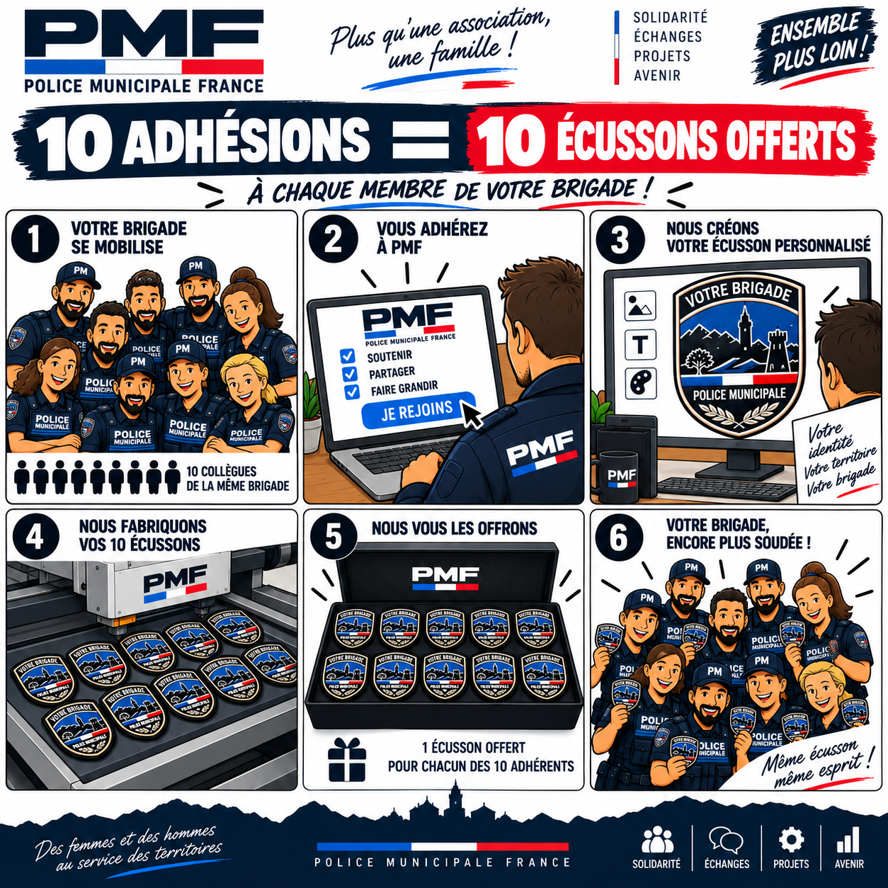 Offre Brigade PMF - 10 adhésions, 10 écussons offerts