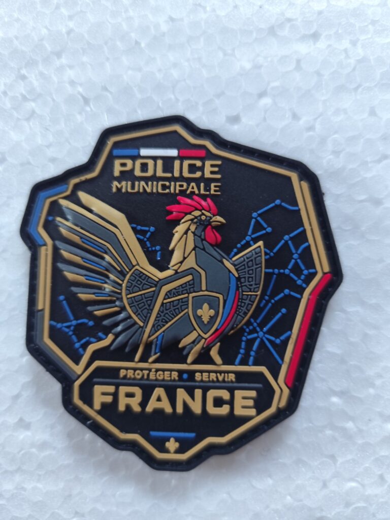 Écusson PVC 3D Police Municipale France – Coq mécanique – Protéger Servir