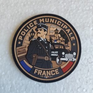 Écusson Police Municipale France policier historique et voiture ancienne