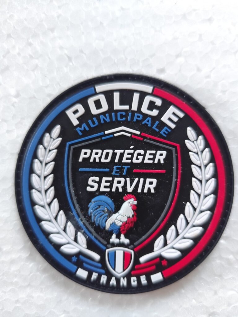 Écusson PVC 3D Police Municipale – Protéger et Servir – Coq tricolore